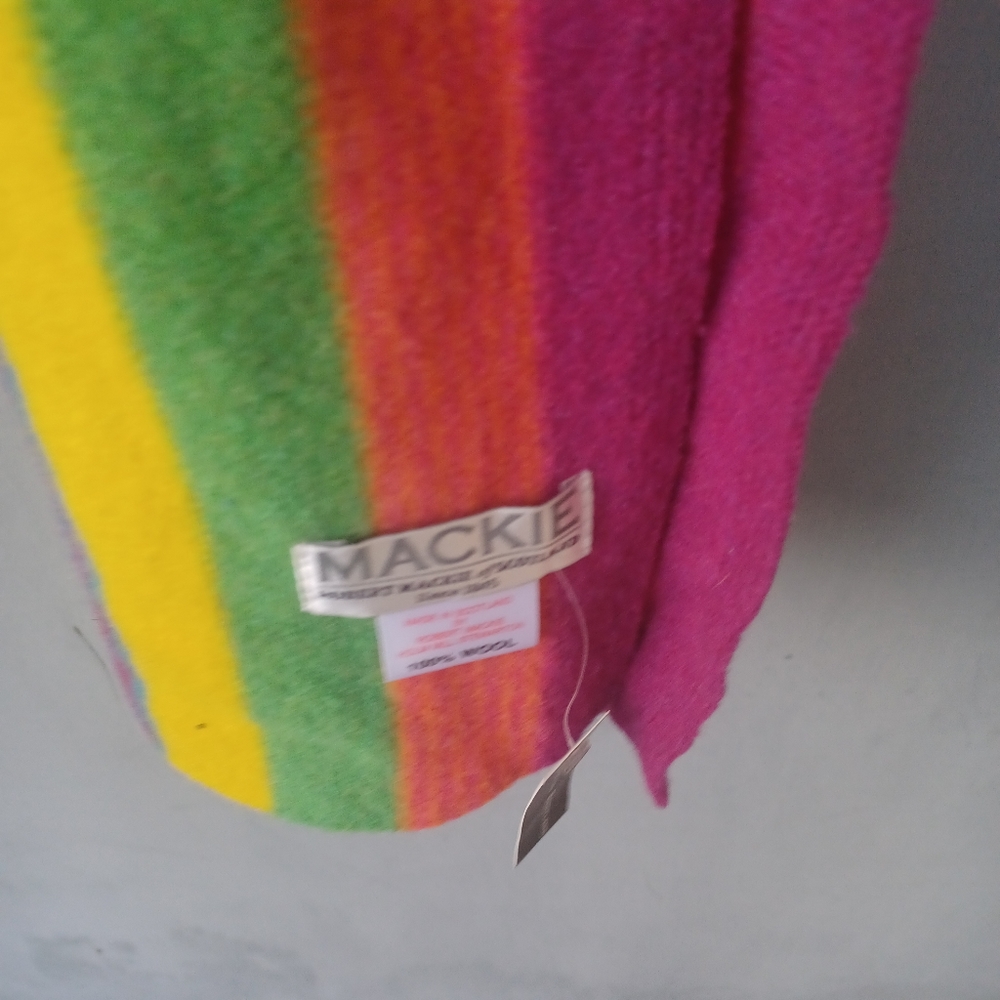 Mackie Robert Mackie of Scotland multi-colored striped wool scarf. - Picture 3 of 4